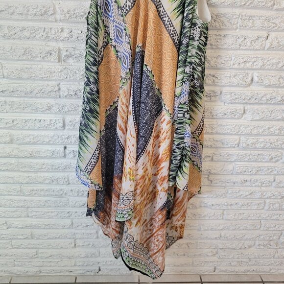 Magic Womens Dress 2X Slip Mini Layered Handkerchief Hem Boho Gold GEO28E - Picture 8 of 13